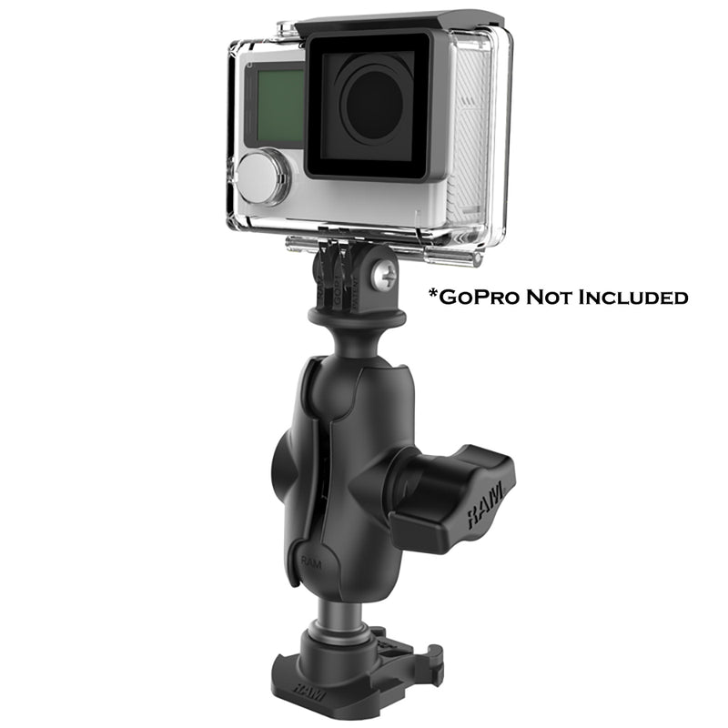 RAM Mount RAM 1" Ball Adapter for GoPro Bases with Short Arm and Action Camera Adapter [RAP-B-GOP2-A-GOP1U] - Mealey Marine