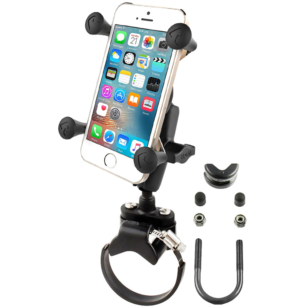 RAM Mount Strap Clamp, Roll Bar Mount w/Universal X-Grip Cell/iPhone Cradle [RAM-B-231-2-UN7U] - Mealey Marine