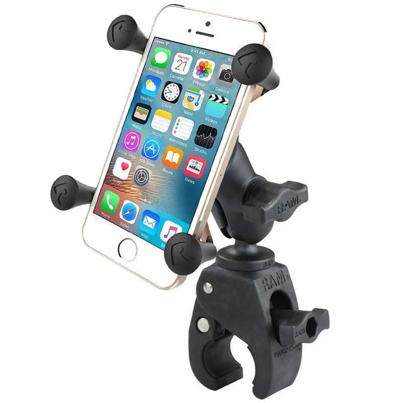 RAM Mount Small Tough-Claw Base w/Short Double Socket Arm and Universal X-Grip Cell/iPhone Cradle [RAM-B-400-A-HOL-UN7BU] - Mealey Marine