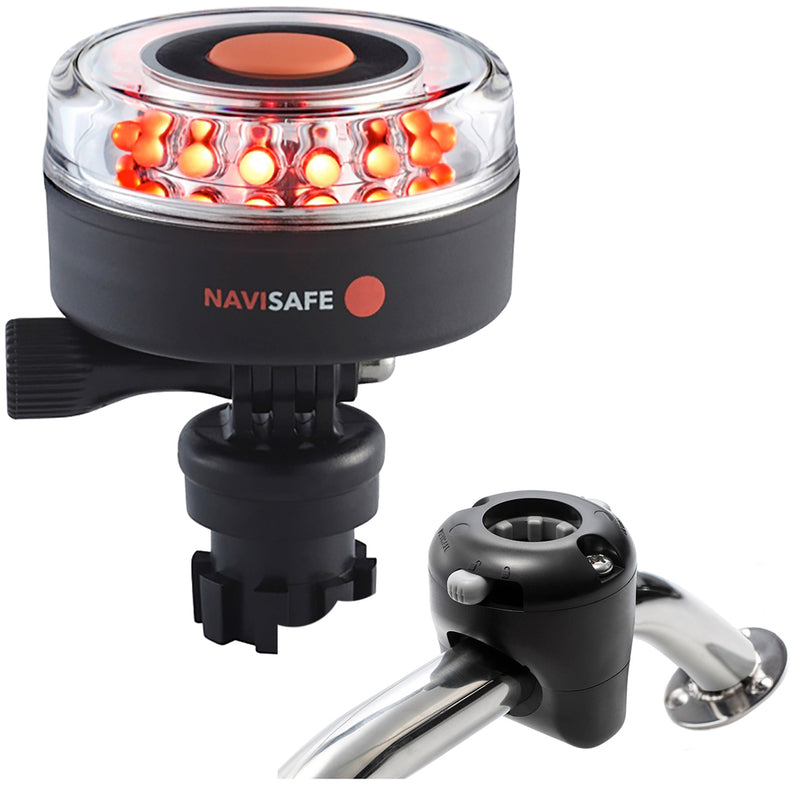 Navisafe Navilight All RED 360 2NM w/Navimount Base  Rail Mount - Black [045KIT] - Mealey Marine