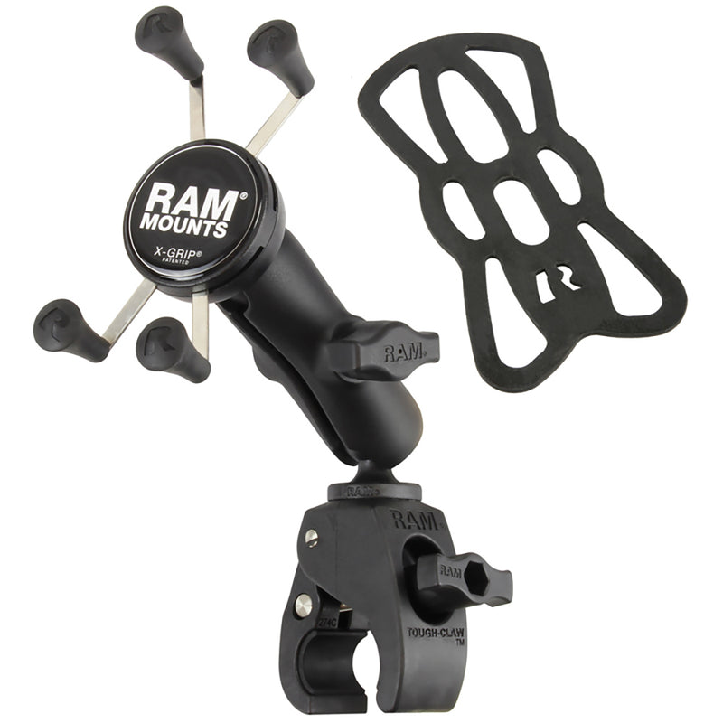 RAM Mount Small Tough-Claw Base w/Double Socket Arm  Universal X-Grip Cell/iPhone Cradle [RAM-B-400-UN7] - Mealey Marine