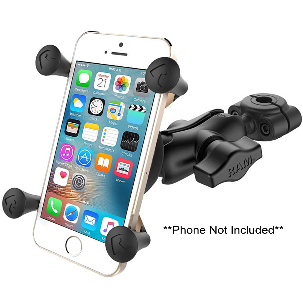 RAM Mount RAM Torque 3/8" - 5/8" Diameter Mini Rail Base with 1" Ball, Short Arm and X-Grip for Phones [RAM-B-408-37-62-A-UN7U] - Mealey Marine