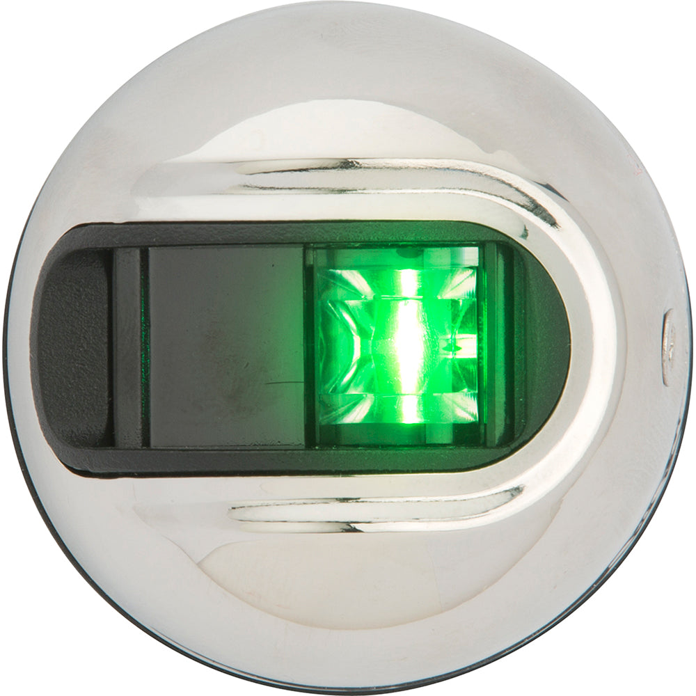 Attwood LightArmor Vertical Surface Mount Navigation Light - Starboard (Green) - Stainless Steel - 2NM [NV3012SSG-7] - Mealey Marine