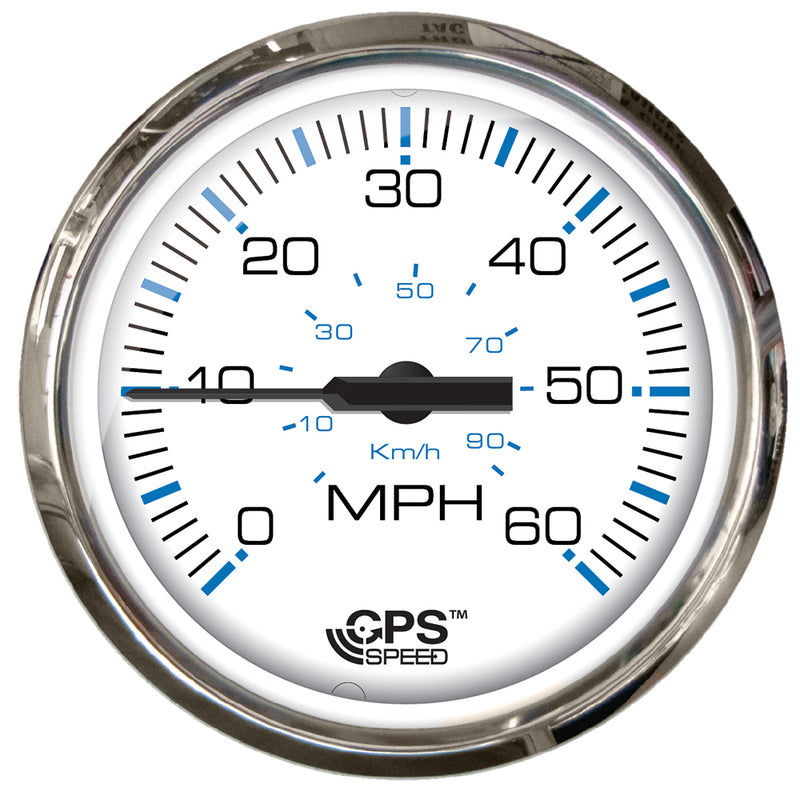 Faria 4" Chesepeake White SS Studded Speedometer - 60MPH (GPS) [33839] - Mealey Marine