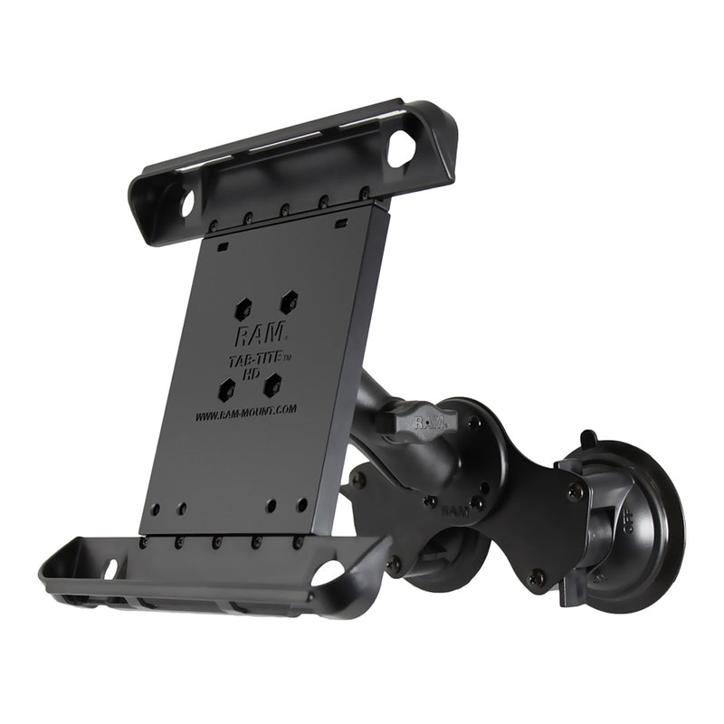 RAM Mount Double Twist-Lock Suction Cup Mount w/Tab-Tite Universal Spring Loaded Cradle f/Apple iPad 1-4 w/or w/o Light Duty Case [RAM-B-189-TAB3U] - Mealey Marine