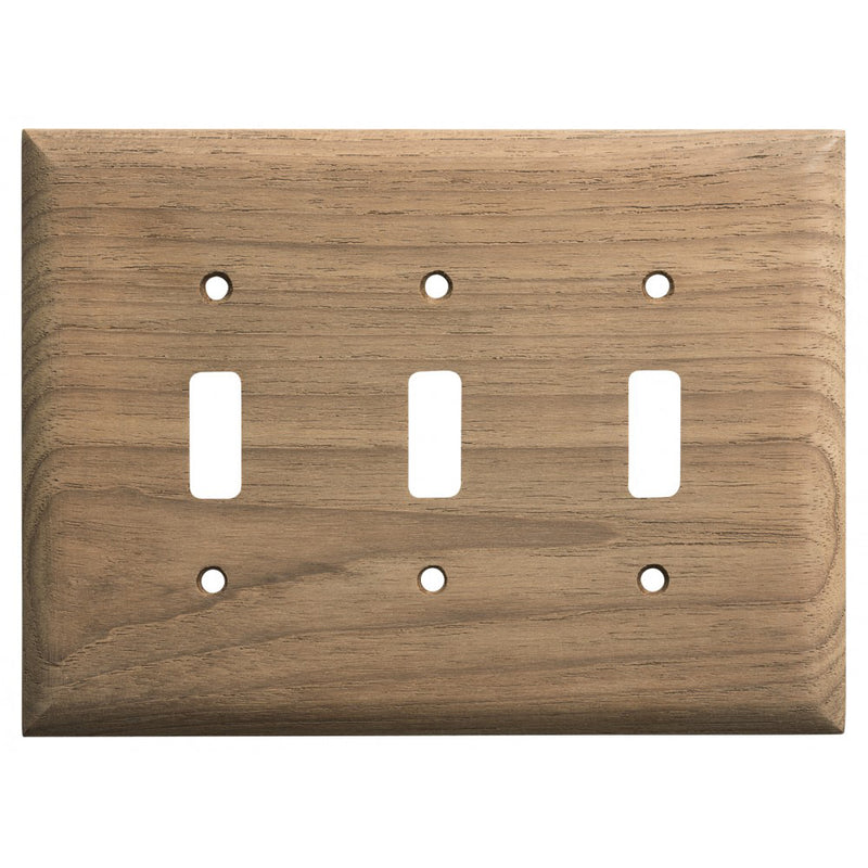 Whitecap Teak 3-Toggle Switch/Receptacle Cover Plate [60179] - Mealey Marine