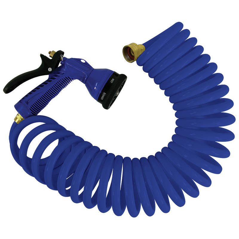 Whitecap 15 Blue Coiled Hose w/Adjustable Nozzle [P-0440B] - Mealey Marine