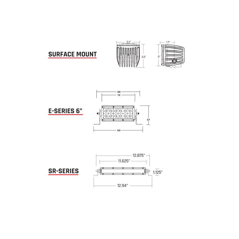 RIGID Industries SAE Compliant E-Series 6" Light Bar - Pair - Black [106613] - Mealey Marine