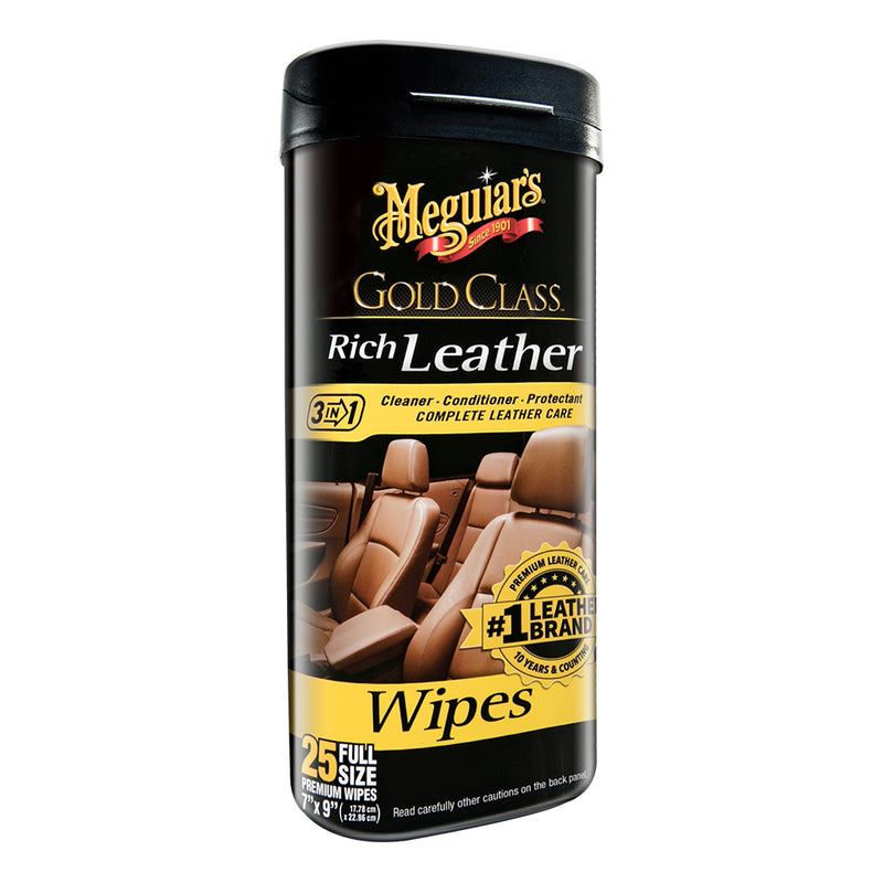 Meguiars Gold Class Rich Leather Cleaner  Conditioner Wipes [G10900] - Mealey Marine