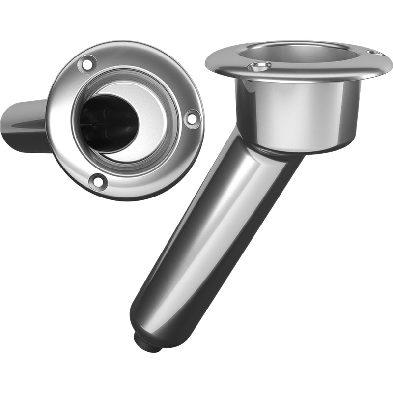 Mate Series Stainless Steel 30 Rod  Cup Holder - Drain - Round Top [C1030D] - Mealey Marine