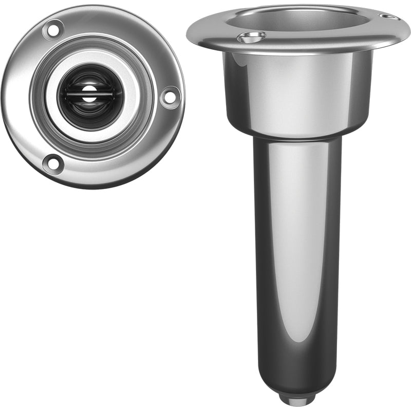 Mate Series Stainless Steel 0 Rod  Cup Holder - Drain - Round Top [C1000D] - Mealey Marine
