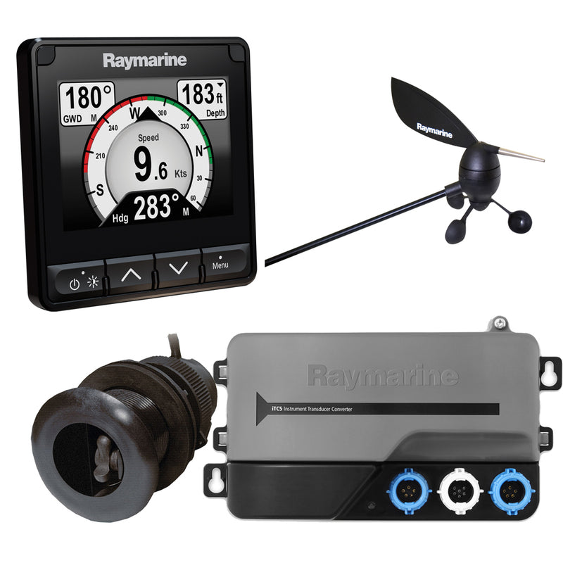 Raymarine i70s System Pack w/Color Instrument  Wind, DST Transducers, iTC-5, 3M Backbone, T-Piece, Power  2 Backbone Terminators [T70216] - Mealey Marine