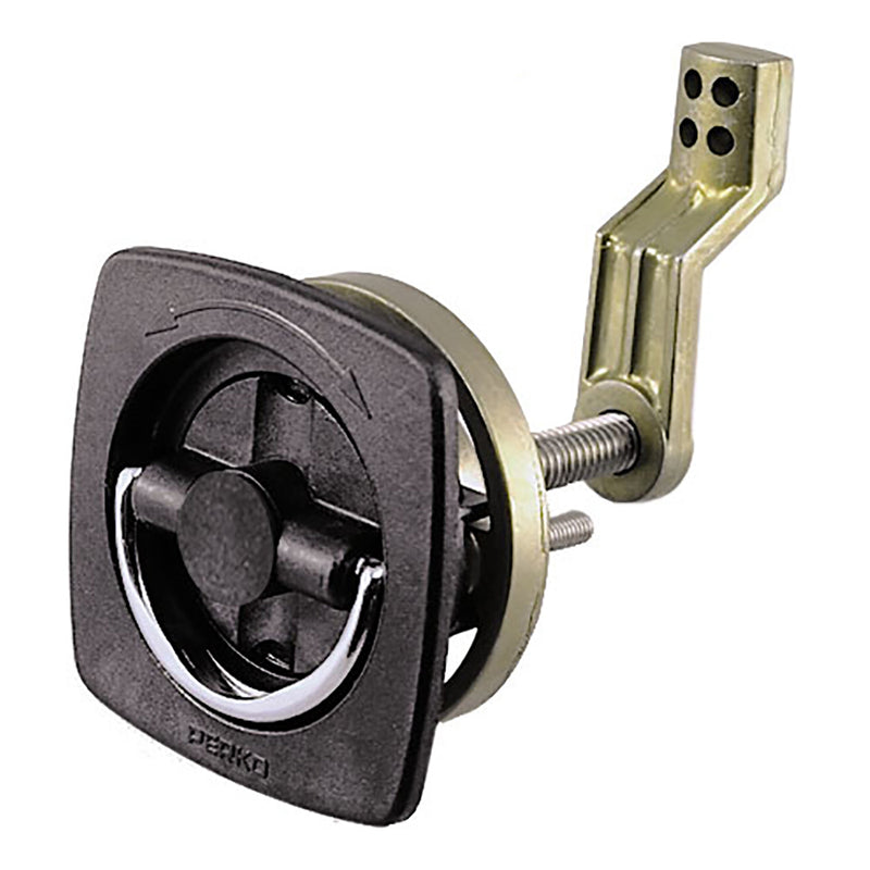 Perko Flush Latch - Non-Locking - 2.5" x 2.5" w/Offset Cam Bar  Flexible Polymer Strike [0932DP1BLK] - Mealey Marine