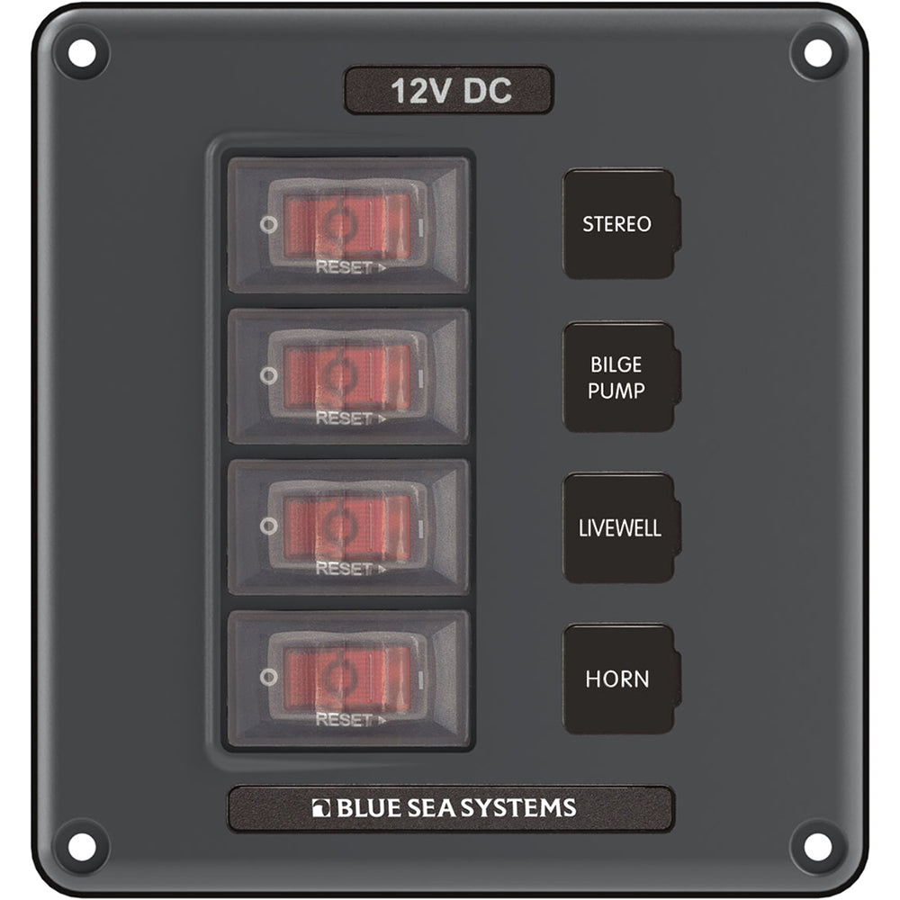 Blue Sea 4320 Circuit Breaker Switch Panel 4 Position - Gray [4320] - Mealey Marine