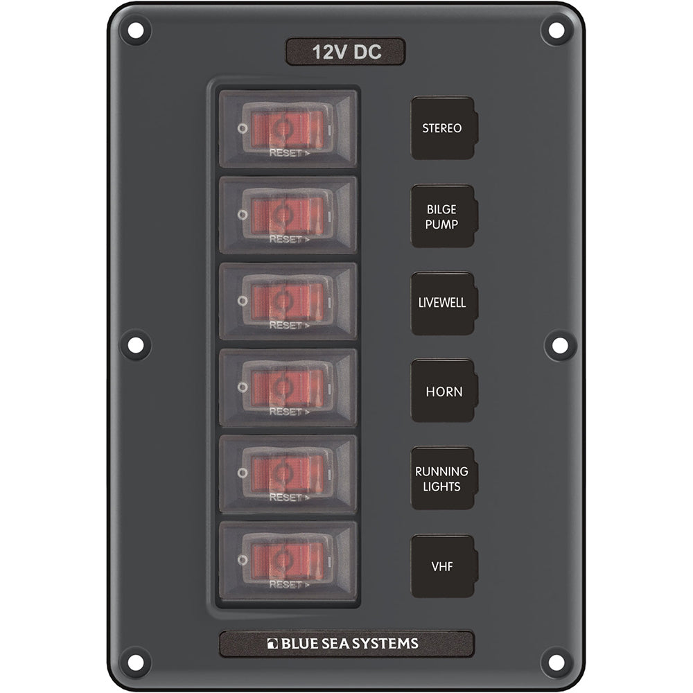 Blue Sea 4322 Circuit Breaker Switch Panel 6 Position - Gray [4322] - Mealey Marine