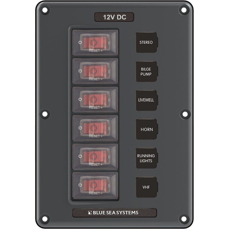 Blue Sea 4322 Circuit Breaker Switch Panel 6 Position - Gray [4322] - Mealey Marine