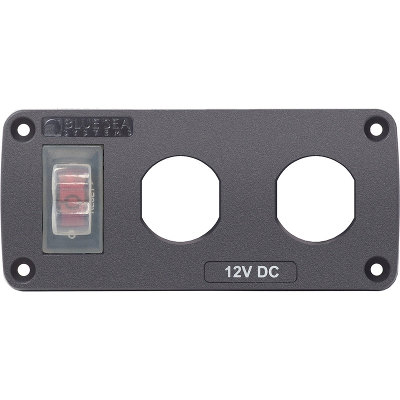 Blue Sea 4364 Water Resistant USB Accessory Panel - 15A Circuit Breaker, 2x Blank Apertures [4364] - Mealey Marine