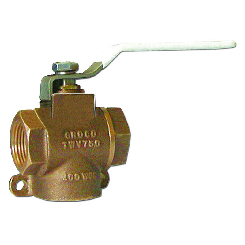 GROCO 3/4" NPT Bronze 3-Way Valve [TWV-750] - Mealey Marine