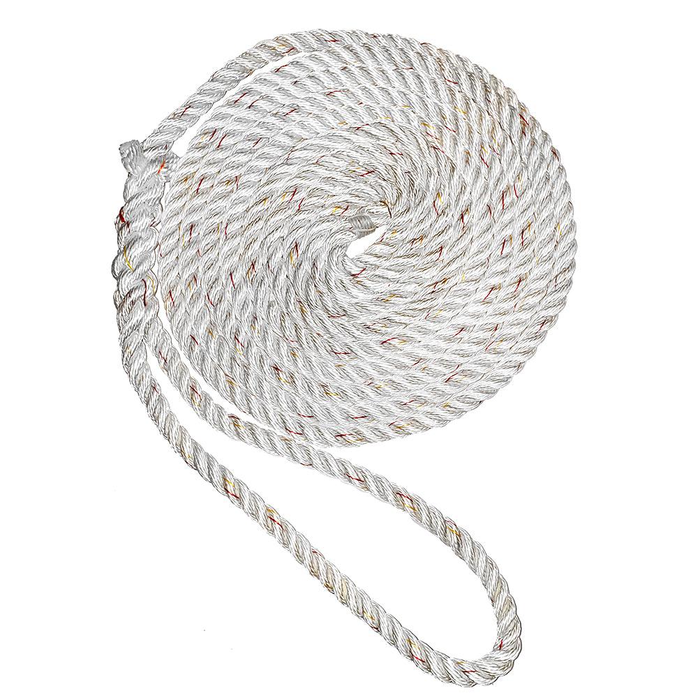 New England Ropes 3/4" X 50 Premium Nylon 3 Strand Dock Line - White w/Tracer [C6050-24-00050] - Mealey Marine