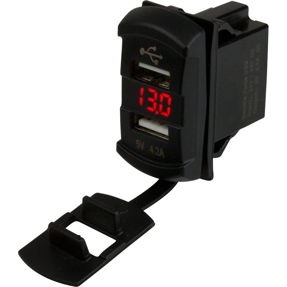 Sea-Dog Dual USB Rocker Switch Style Voltmeter w/Hidden Display [426527-1] - Mealey Marine