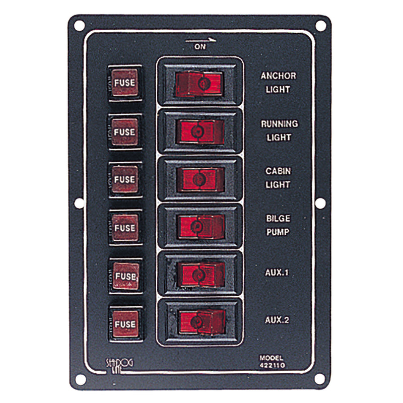 Sea-Dog Aluminum Switch Panel Vertical - 6 Switch [422110-1] - Mealey Marine
