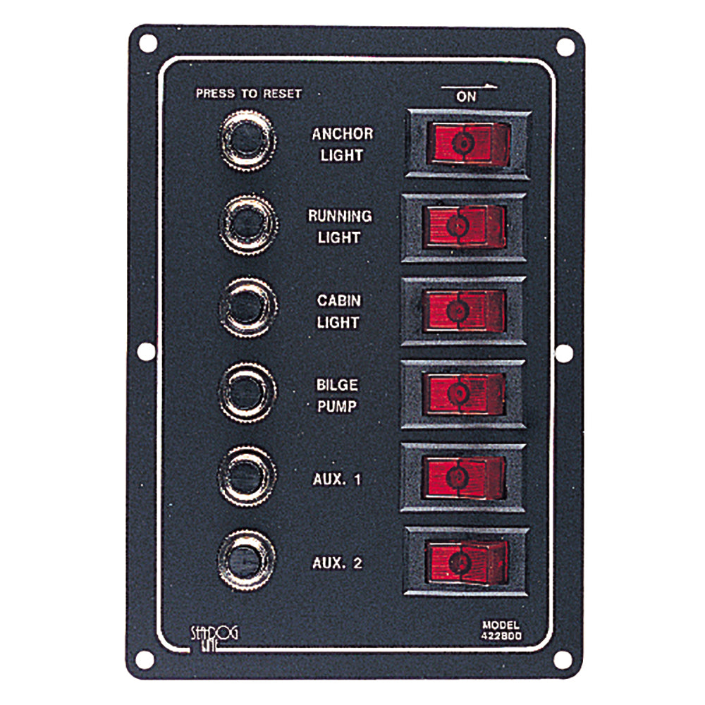 Sea-Dog Aluminum Circuit Breaker Panel - 6 Circuit [422800-1] - Mealey Marine