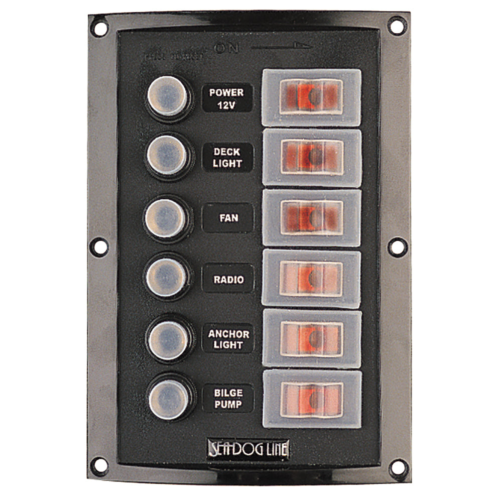 Sea-Dog Splash Guard Circuit Breaker Panel - 6 Circuit [424806-1] - Mealey Marine