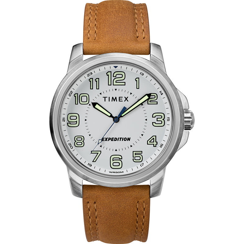 Timex Mens Expedition Metal Field Watch - White Dial/Brown Strap [TW4B16400JV] - Mealey Marine
