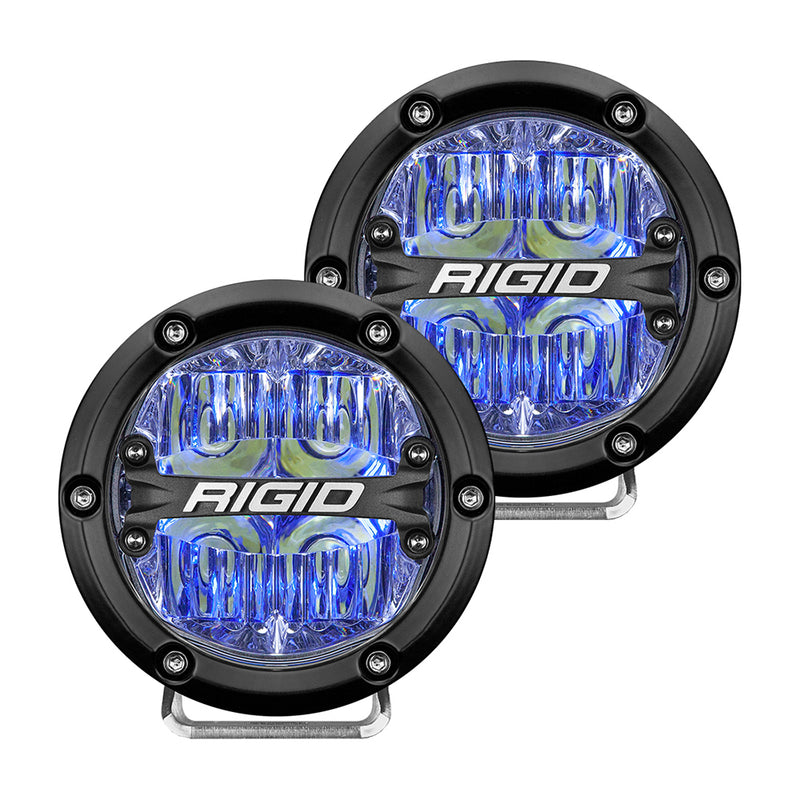 RIGID Industries 360-Series 4" LED Off-Road Fog Light Drive Beam w/Blue Backlight - Black Housing [36119] - Mealey Marine