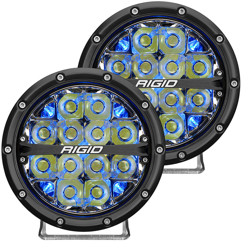 RIGID Industries 360-Series 6" LED Off-Road Fog Light Drive Beam w/Blue Backlight - Black Housing [36207] - Mealey Marine