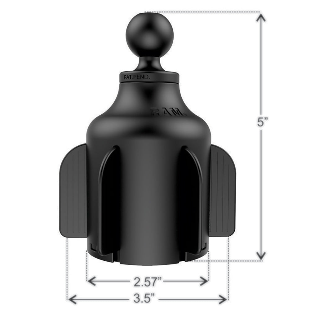 RAM Mount RAM Stubby Cup Holder Mount w/Diamond Plate [RAP-B-299-4-238U] - Mealey Marine