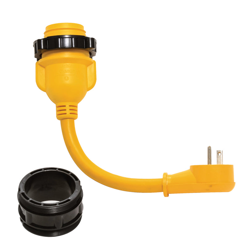 Camco PowerGrip Locking Adapter - 15A/125V Male to 30A/125V Female Locking [55635] - Mealey Marine