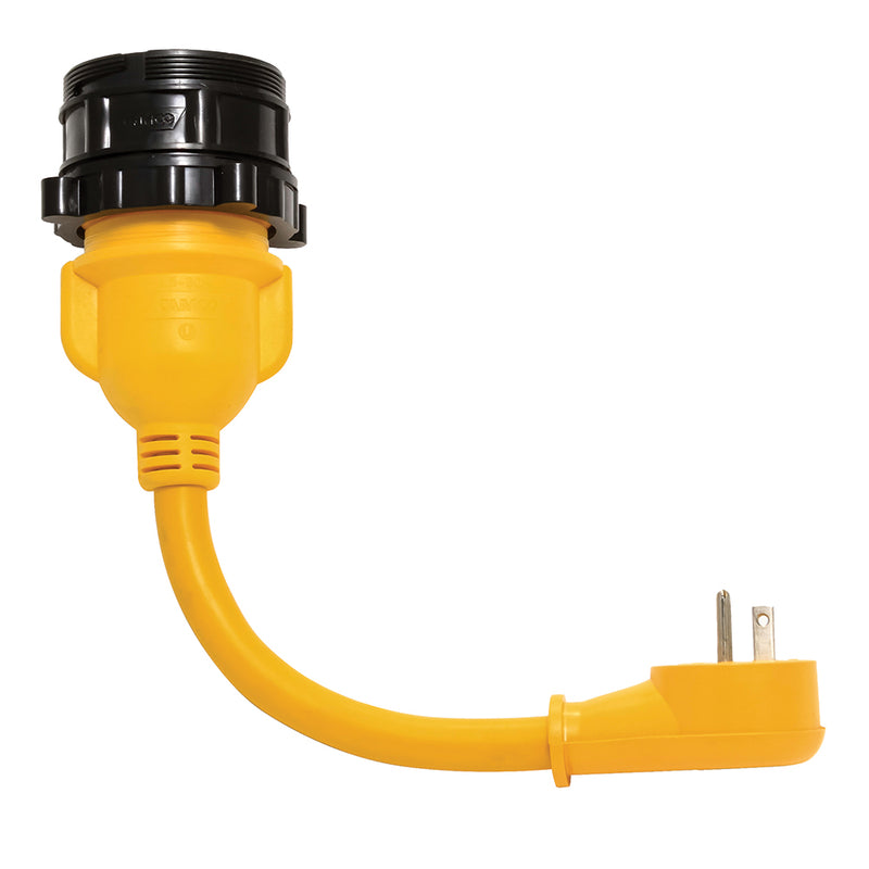 Camco PowerGrip Locking Adapter - 15A/125V Male to 30A/125V Female Locking [55635] - Mealey Marine