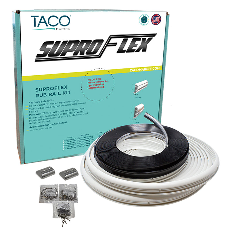 TACO SuproFlex Rub Rail Kit - White w/Flex Chrome Insert - 1.6"H x .78"W x 60L [V11-9960WCM60-2] - Mealey Marine