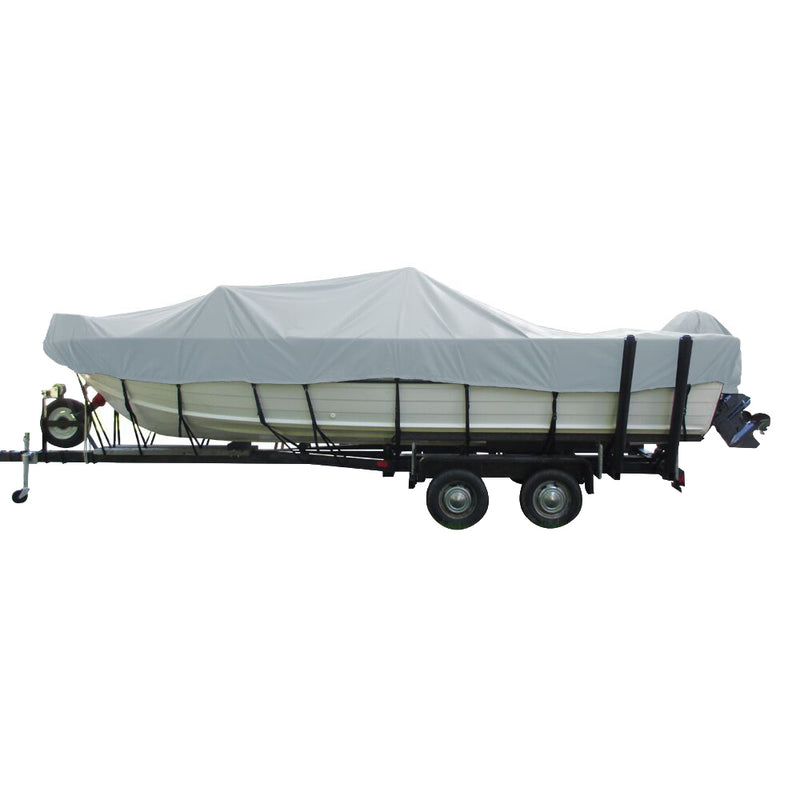Carver Performance Poly-Guard Wide Series Styled-to-Fit Boat Cover f/16.5 Aluminum V-Hull Boats w/Walk-Thru Windshield - Grey [72316P-10] - Mealey Marine