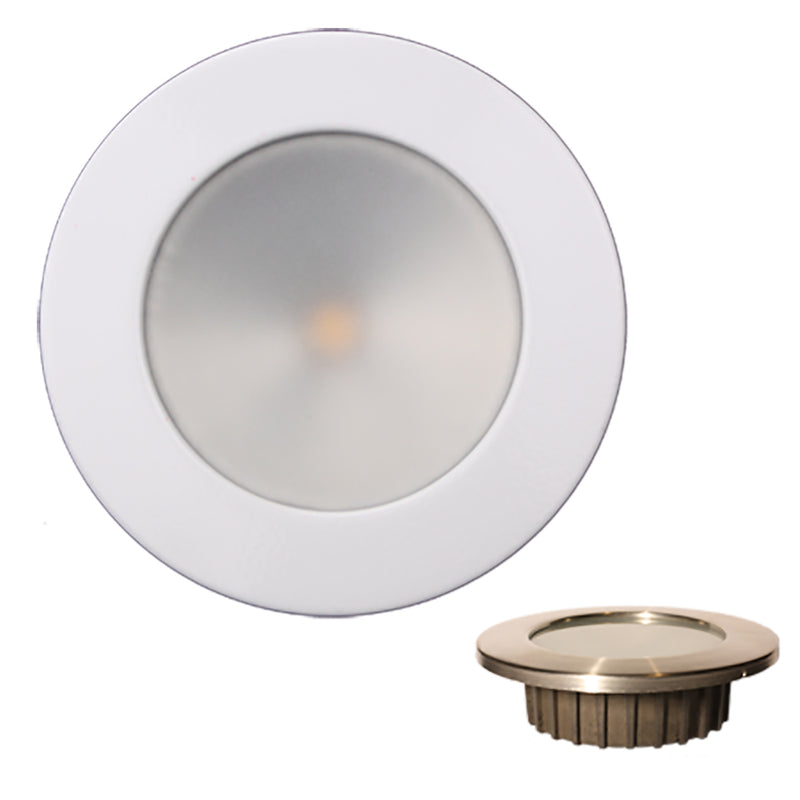Lunasea ZERO EMI Recessed 3.5 LED Light - Warm White, Red w/White Stainless Steel Bezel - 12VDC [LLB-46WR-0A-WH] - Mealey Marine