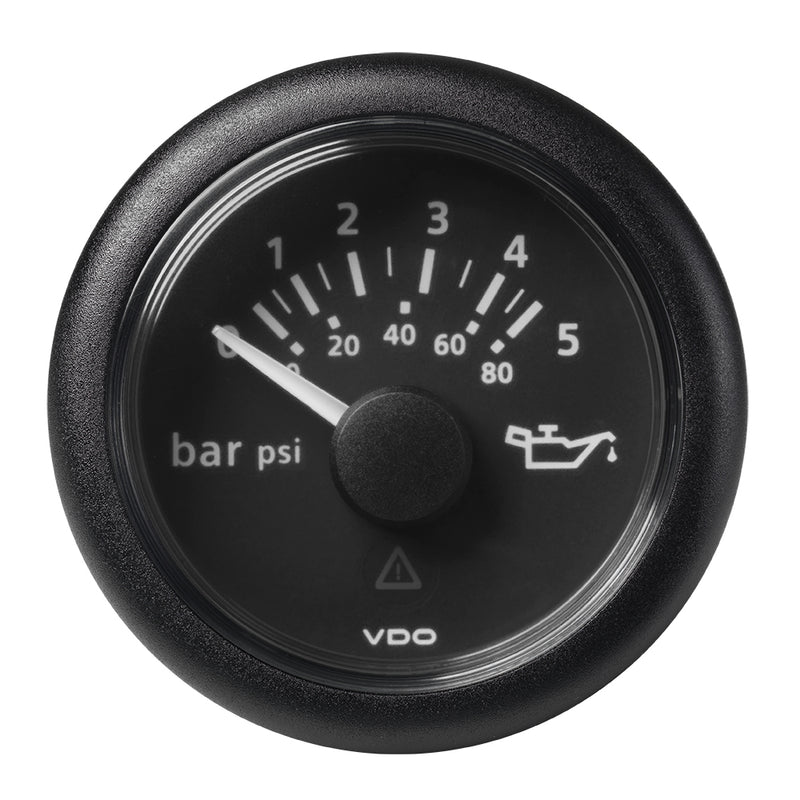 Veratron 52 MM (2-1/16") ViewLine Oil Pressure Gauge 5 Bar/80 PSI - Black Dial  Round Bezel [A2C59514123] - Mealey Marine