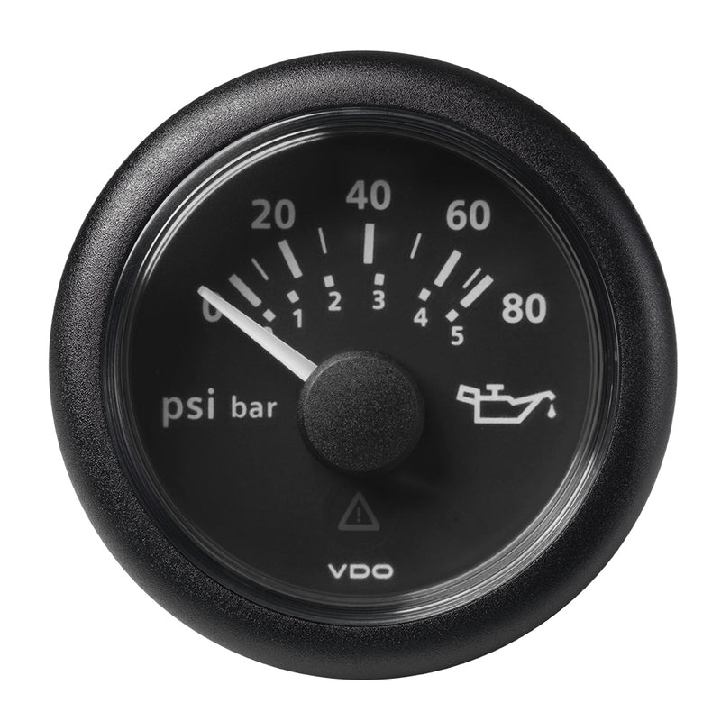 Veratron 52MM (2-1/16") ViewLine Oil Pressure Gauge 80 PSI/5 Bar - Black Dial  Round Bezel [A2C59514128] - Mealey Marine