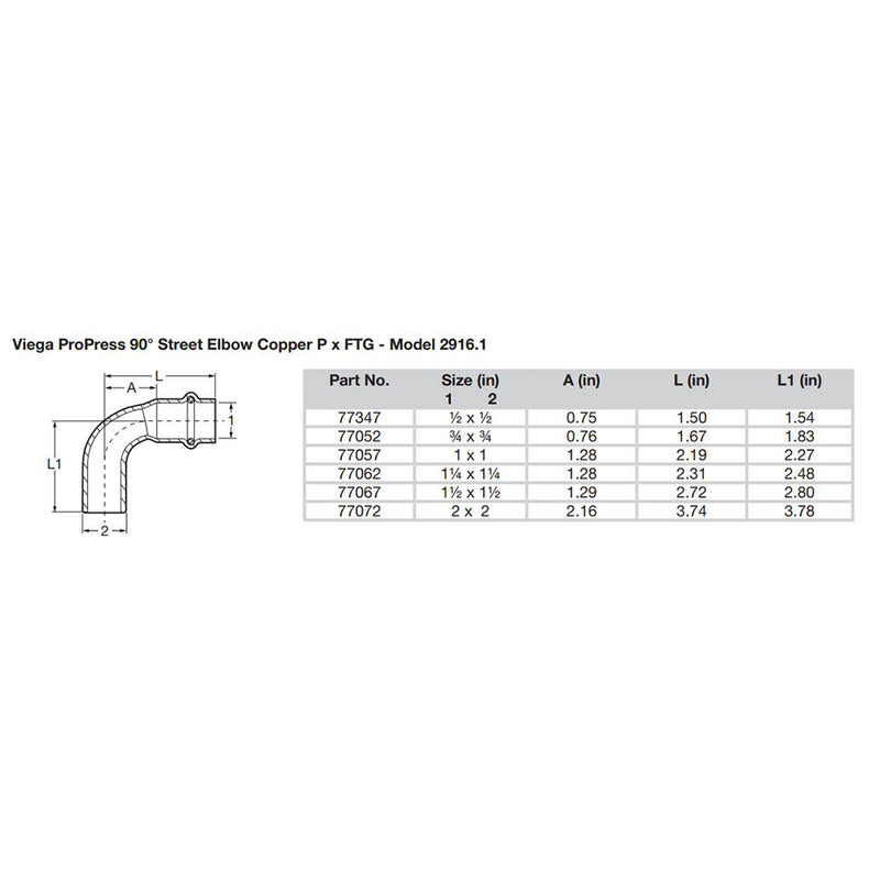 Viega ProPress 1-1/2" - 90 Copper Elbow - Street/Press Connection - Smart Connect Technology [77067] - Mealey Marine