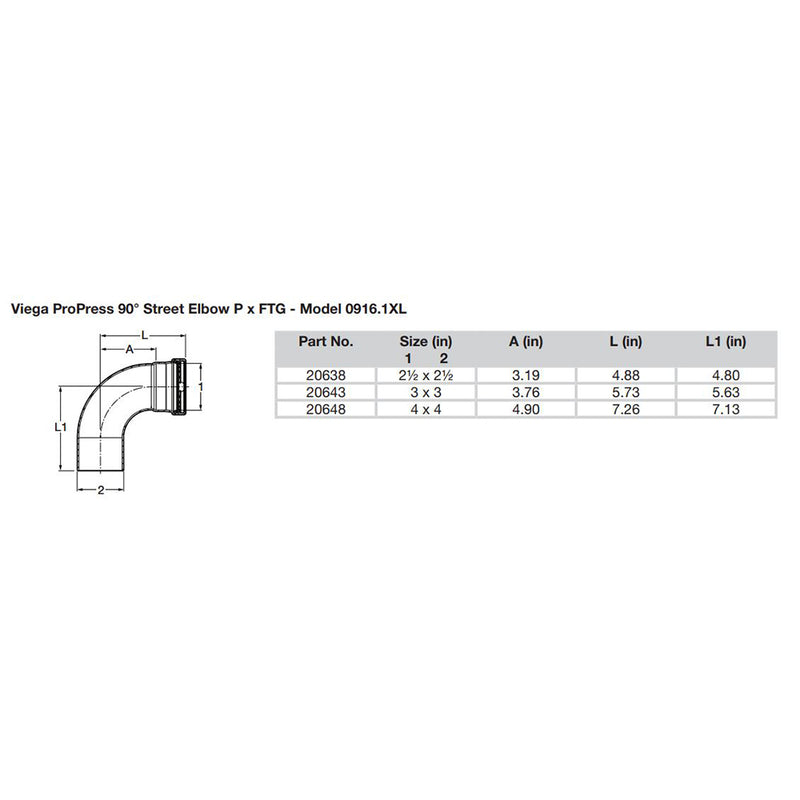 Viega ProPress 2-1/2" - 90 Copper Elbow - Street/Press Connection - Smart Connect Technology [20638] - Mealey Marine