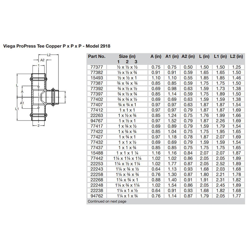 Viega ProPress 1/2" Copper Tee - Triple Press Connection - Smart Connect Technology [77377] - Mealey Marine