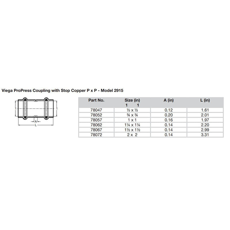 ProPress 1-1/2" Copper Coupling w/Stop - Double Press Connection - Smart Connect Technology [78067] - Mealey Marine