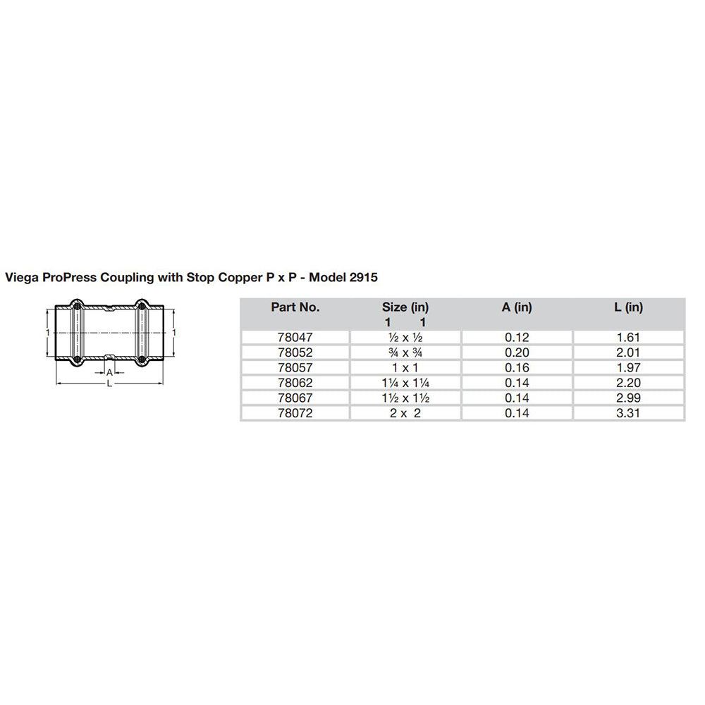 Viega ProPress 2" Copper Coupling w/Stop - Double Press Connection - Smart Connect Technology [78072] - Mealey Marine