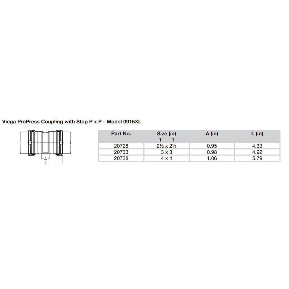 Viega ProPress 2-1/2" Copper Coupling w/Stop Double Press Connection - Smart Connect Technology [20728] - Mealey Marine