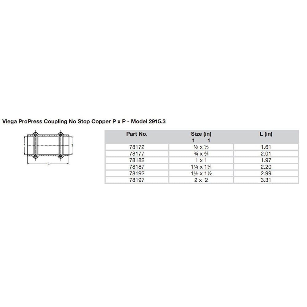 Viega ProPress 1" Copper Coupling w/o Stop - Double Press Connection - Smart Connect Technology [78182] - Mealey Marine