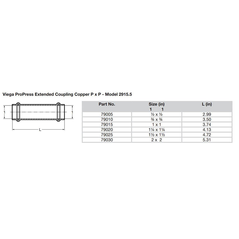 Viega ProPress 3/4" Extended Coupling w/o Stop - Double Press Connection - Smart Connect Technology [79010] - Mealey Marine