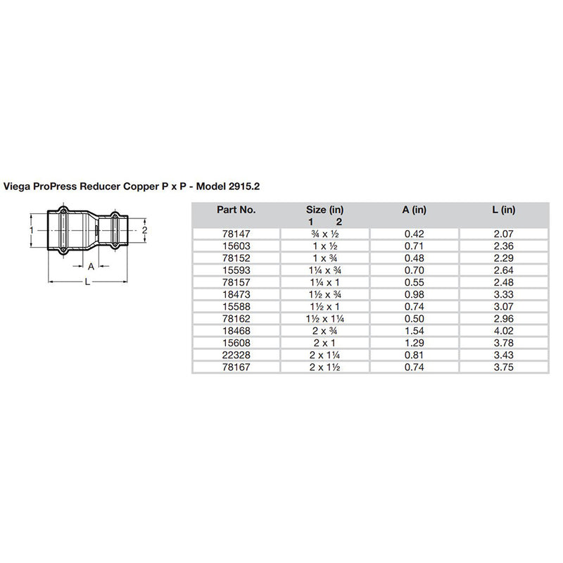 Viega ProPress 3/4" x 1/2" Copper Reducer - Double Press Connection - Smart Connect Technology [78147] - Mealey Marine