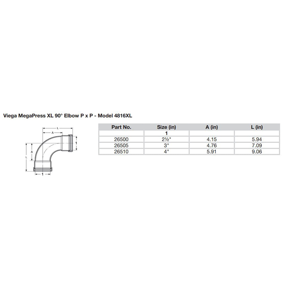 Viega MegaPress 3" 90 Carbon Steel Elbow w/FKM - Double Press Connection - Smart Connect Technology [26505] - Mealey Marine