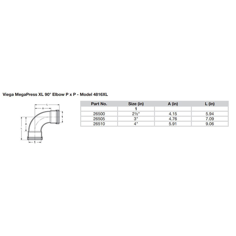 Viega MegaPress 3" 90 Carbon Steel Elbow w/FKM - Double Press Connection - Smart Connect Technology [26505] - Mealey Marine