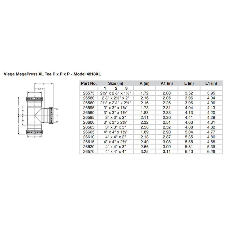 Viega MegaPress 2" Carbon Steel Tee w/FKM - Triple Press Connection - Smart Connect Technology [26560] - Mealey Marine